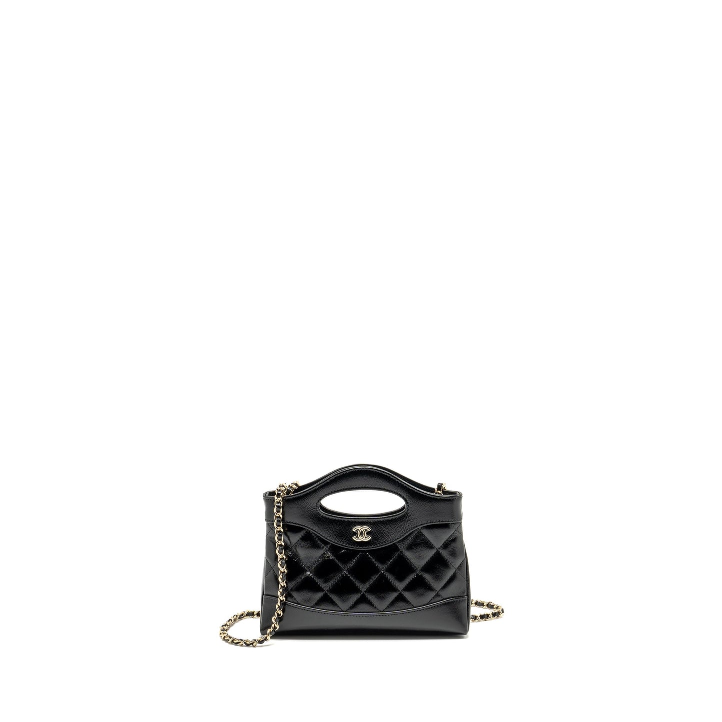 Chanel mini 31 Clutch with Chain Shiny Calfskin Black L (Microchip)