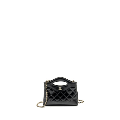 Chanel mini 31 Clutch with Chain Shiny Calfskin Black L (Microchip)