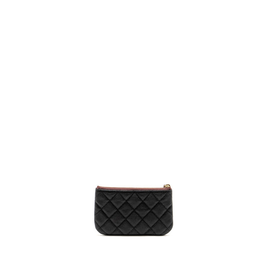 Chanel Classic Small Zipped Pouch Grained Shiny Calfskin Black L (Microchip)