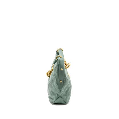 Chanel 22C Hobo bag with Giant Chain calfskin Green  (microchip)