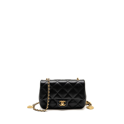 Chanel 22b Heart Chain Flap Bag Lambskin Black (microchip)