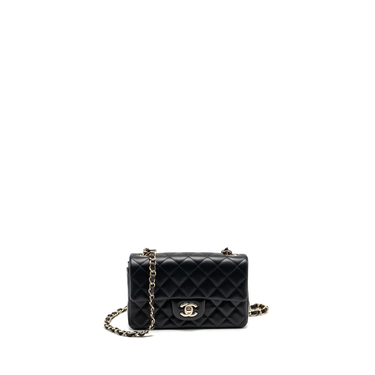 Chanel mini rectangular flap bag lambskin black L (Microchip)