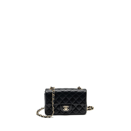 Chanel mini rectangular flap bag lambskin black L (Microchip)
