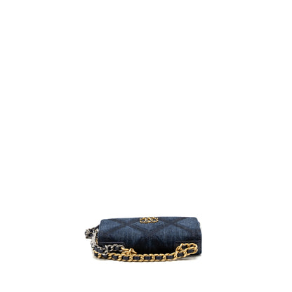 Chanel 19 wallet on chain limited denim dark blue multicolour hardware (microchip)
