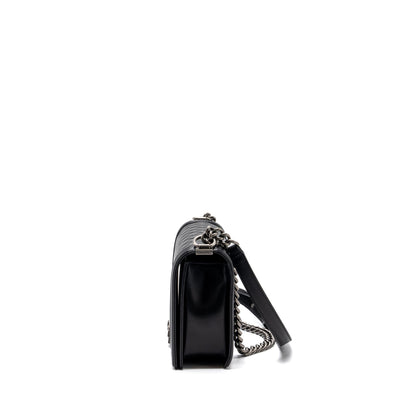 Chanel New Medium Boy Bag Lambskin Black Ruthenium Hardware