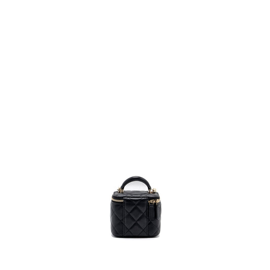 Chanel top handle mini vanity with chain lambskin black L (microchip)