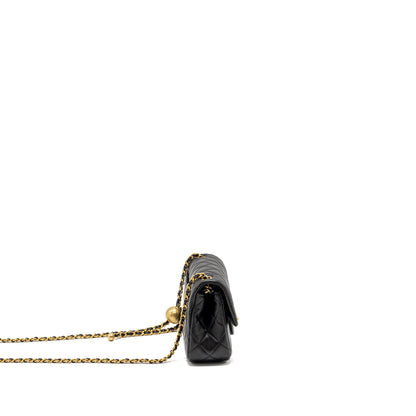 Chanel Pearl Crush Mini Rectangular Flap Bag Lambskin BLACK  (Microchip)