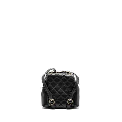 CHANEL 24A Mini Duma Backpack Grained Calfskin Black L (Microchip)