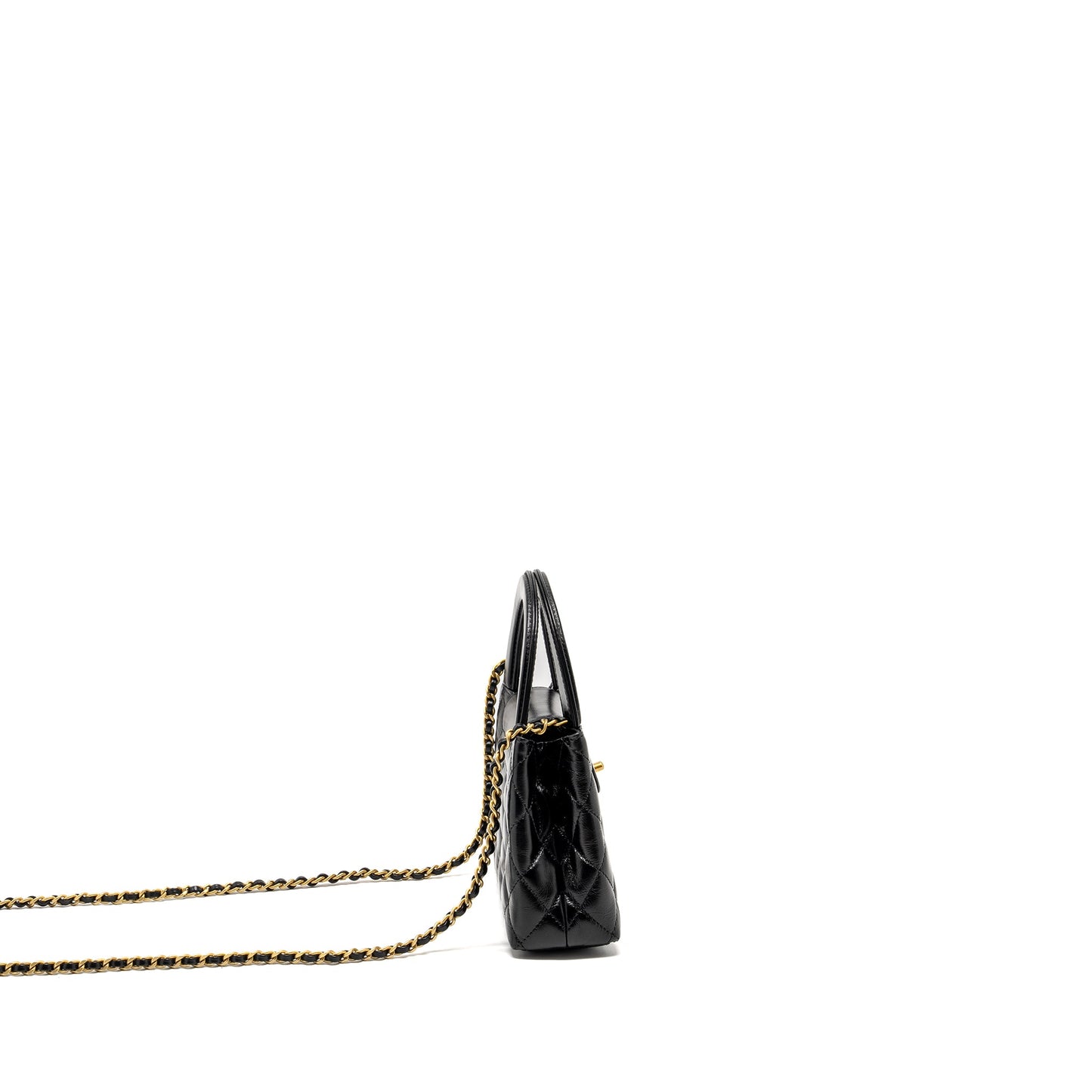 Chanel mini kelly shopping tote bag calfskin black  (microchip)