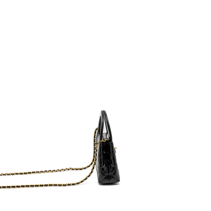Chanel mini kelly shopping tote bag calfskin black  (microchip)