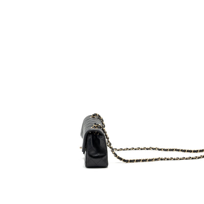Chanel mini rectangular flap bag lambskin black L (Microchip)