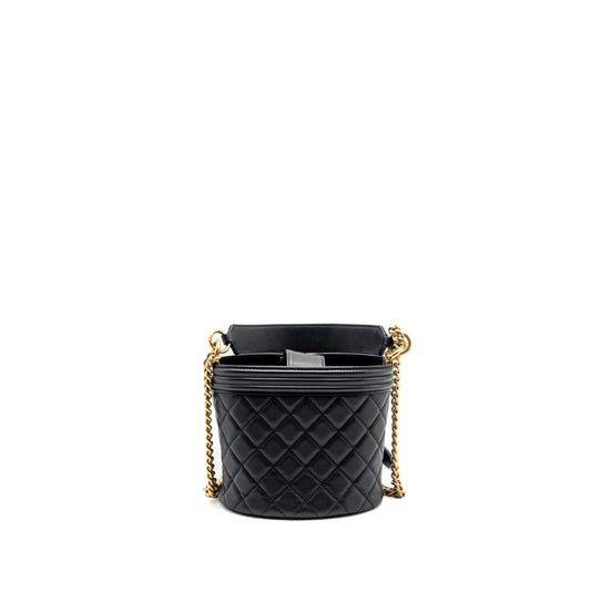 Chanel Top handle boy bucket bag lambskin black