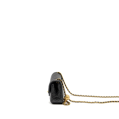 Chanel Pearl Crush Mini Rectangular Flap Bag Lambskin BLACK  (Microchip)