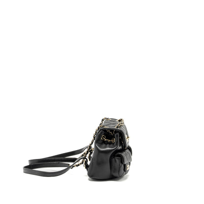 CHANEL 24A Mini Duma Backpack Grained Calfskin Black L (Microchip)