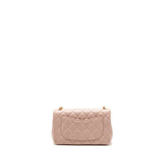 Chanel 23K pearl crush mini rectangular flap bag lambskin light pink  (Microchip)