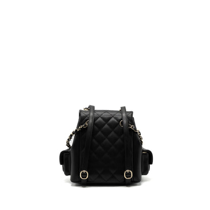 Chanel 23k Triple Pocket Backpack Caviar Black L(Microchip)
