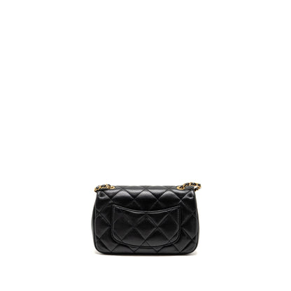 Chanel 22b Heart Chain Flap Bag Lambskin Black (microchip)