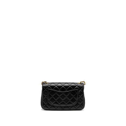 Chanel Pearl Crush Mini Rectangular Flap Bag Lambskin BLACK  (Microchip)