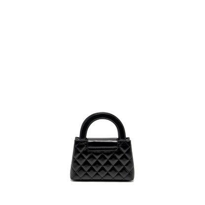 Chanel mini kelly shopping tote bag calfskin black  (microchip)