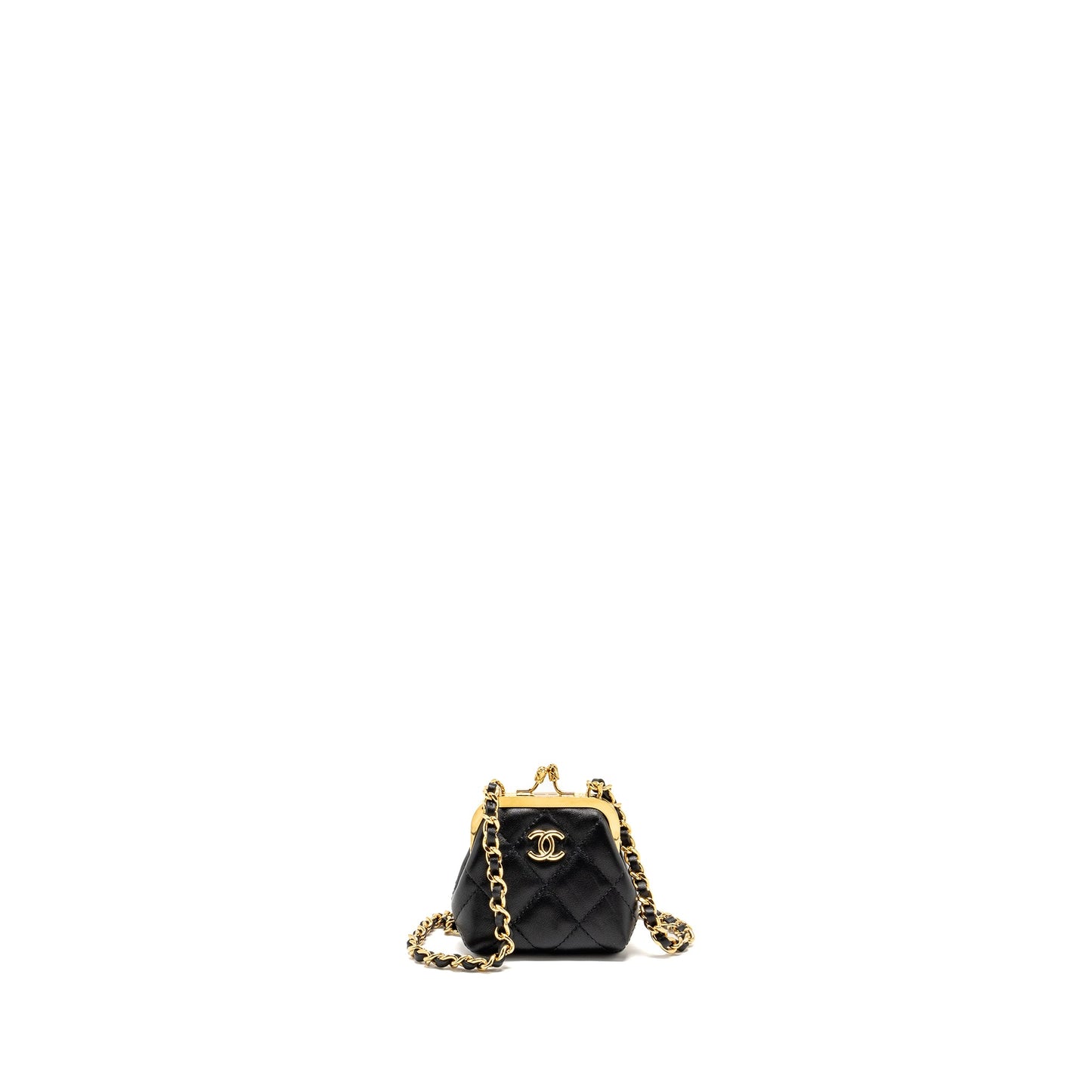 Chanel 23p Mini Coin Purse with Chain Calfskin Black L(microchip)