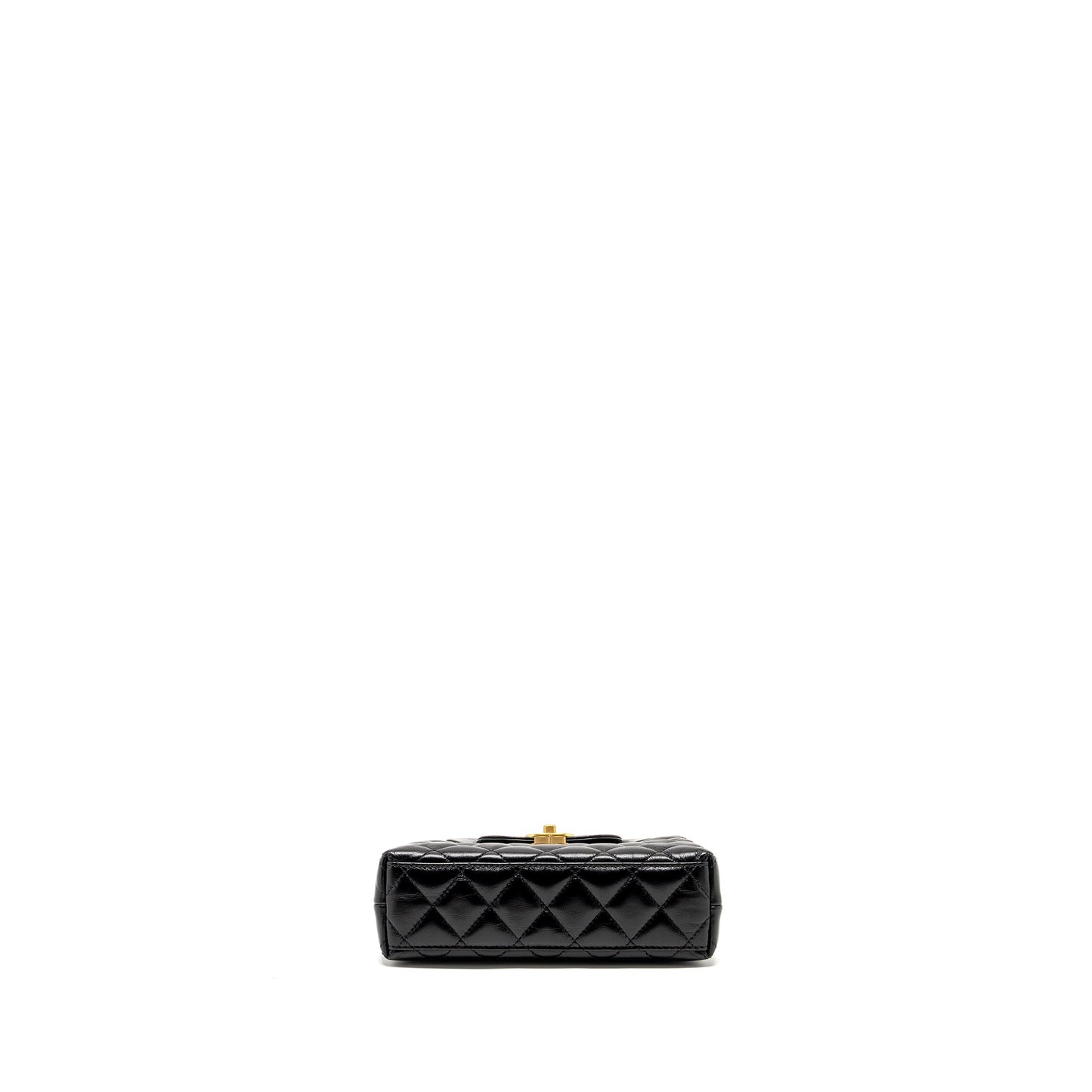 Chanel mini kelly shopping tote bag calfskin black  (microchip)