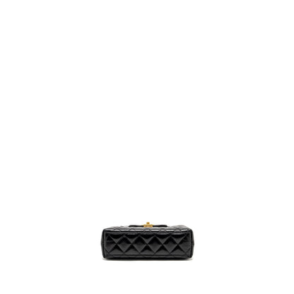 Chanel mini kelly shopping tote bag calfskin black  (microchip)