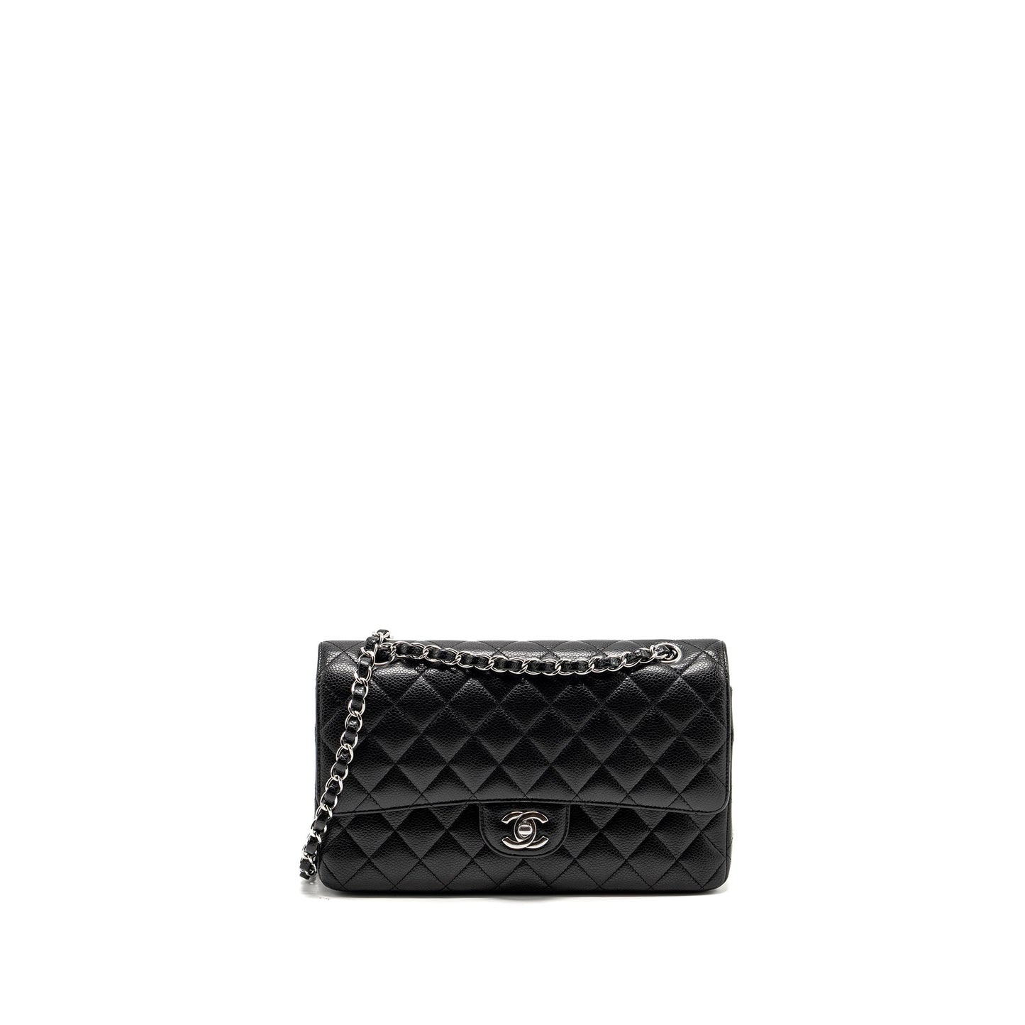 Chanel Medium Classic Double Flap Bag CAVIAR Black  (Microchip)
