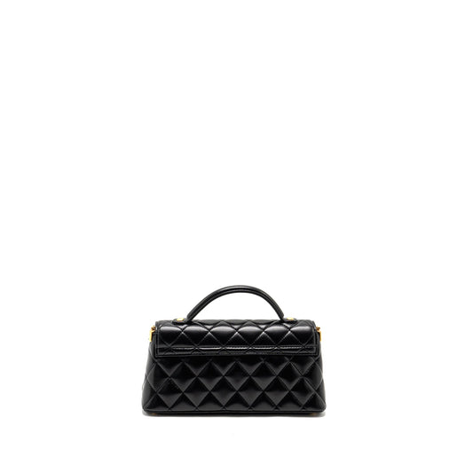 Chanel 25p Top Handle Flap Bag Shiny Lambskin Black (microchip)