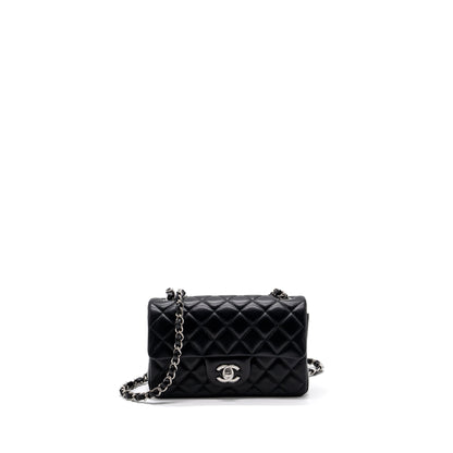 Chanel mini rectangular flap bag lambskin black  (MICROCHIP)