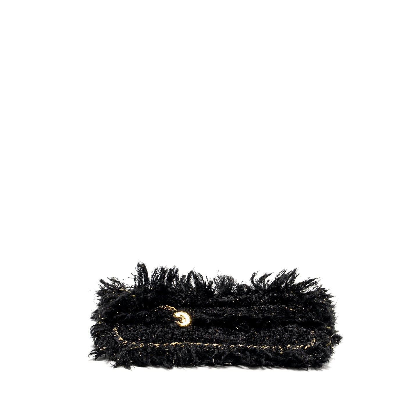 Chanel Fringe Paris Cosmopolite Clutch Tweed Black