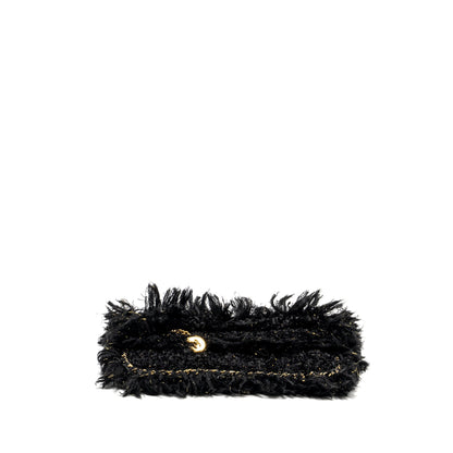 Chanel Fringe Paris Cosmopolite Clutch Tweed Black