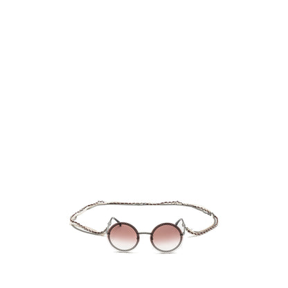 Chanel round sunglasses with chain red