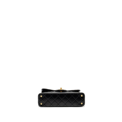 Chanel 25p Top Handle Flap Bag Shiny Lambskin Black (microchip)