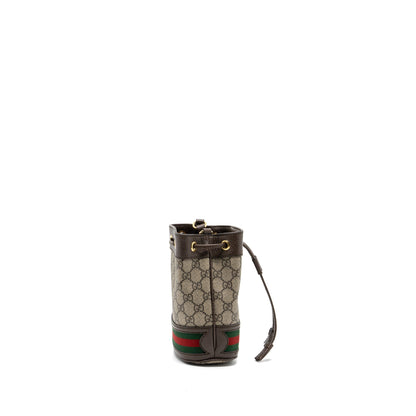 Gucci Ophidia Mini GG Bucket Bag Beige / Ebony GG Supreme Canvas