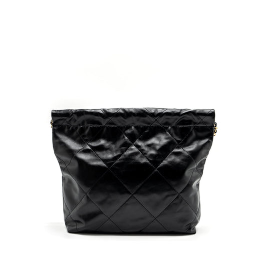 Chanel Small 22 Bag Gold Letter Shiny Calfskin Black  (Microchip)