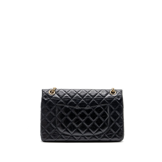 Chanel large 2.55 reissue flap bag aged calfskin black L