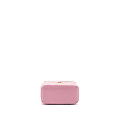 Chanel Letter Top Handle Long Vanity With Chain Caviar Pink