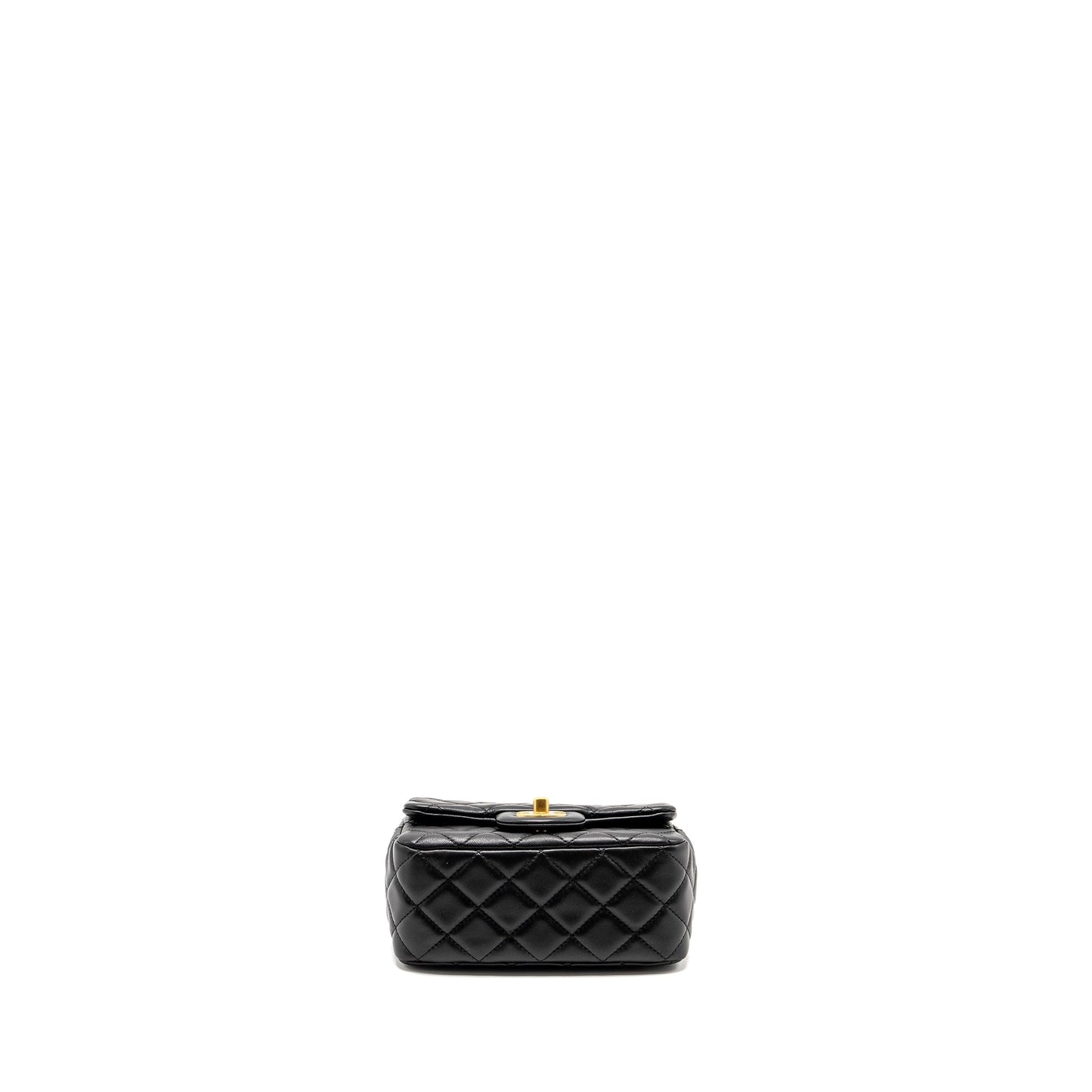 Chanel Pearl Crush Mini Square  Flap Bag Lambskin Black  (microchip)