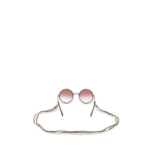 Chanel round sunglasses with chain red