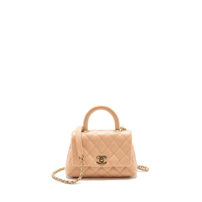 Chanel Mini Coco Handle Caviar Beige L
