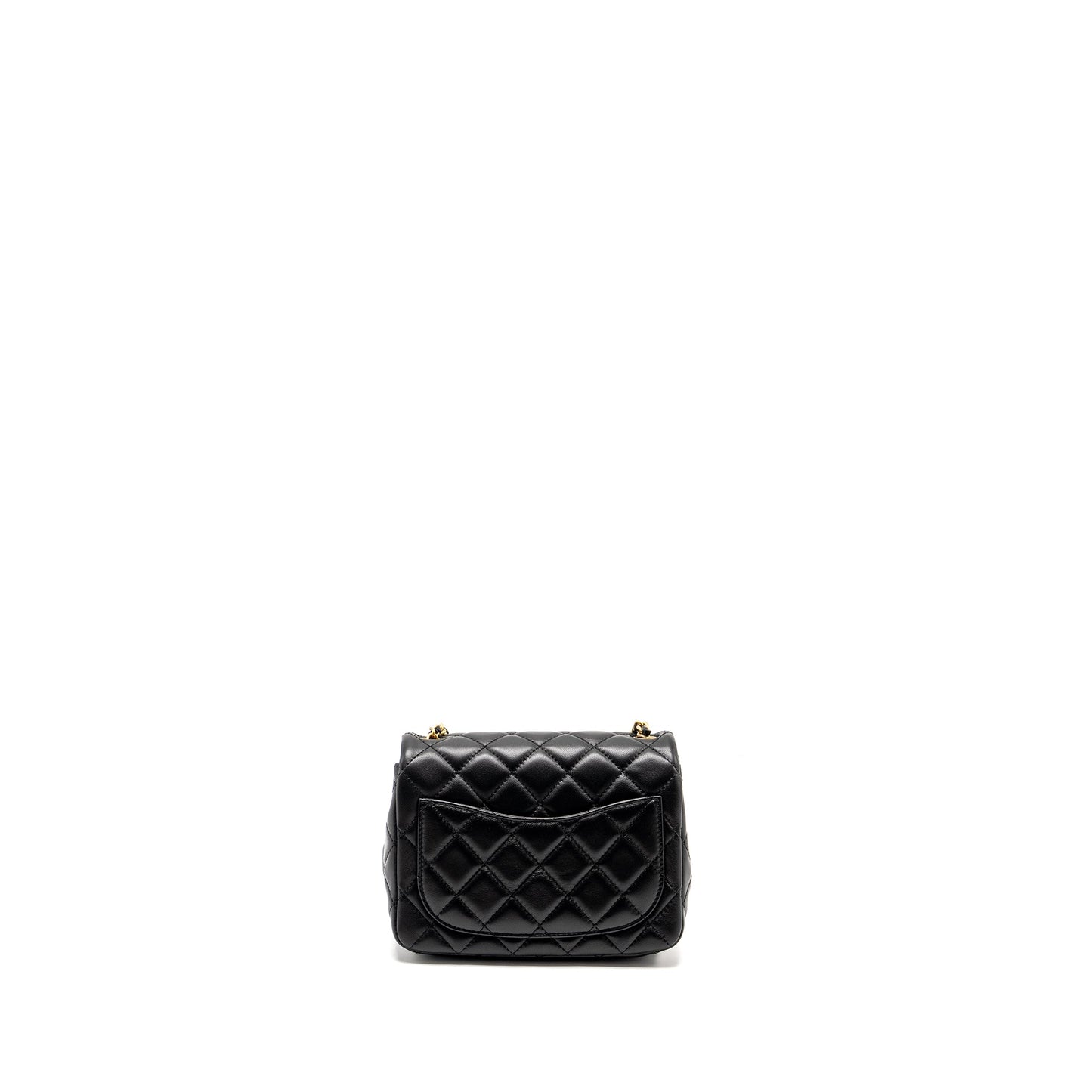 Chanel Pearl Crush Mini Square  Flap Bag Lambskin Black  (microchip)