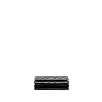 Chanel Pearl Crush Wallet on Chain Lambskin Black  (Microchip)