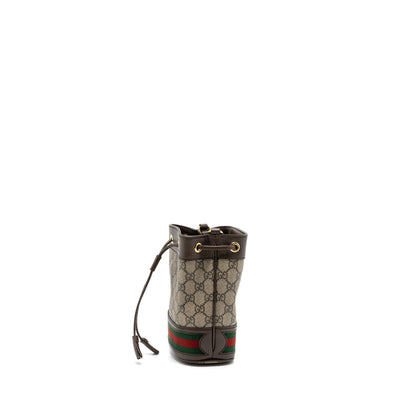 Gucci Ophidia Mini GG Bucket Bag Beige / Ebony GG Supreme Canvas