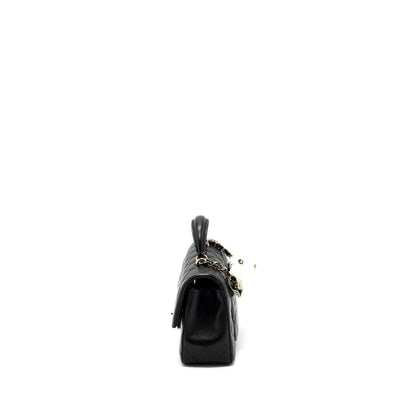 Chanel Top Handle Mini Rectangular Flap Bag Lambskin Black L(Microchip)
