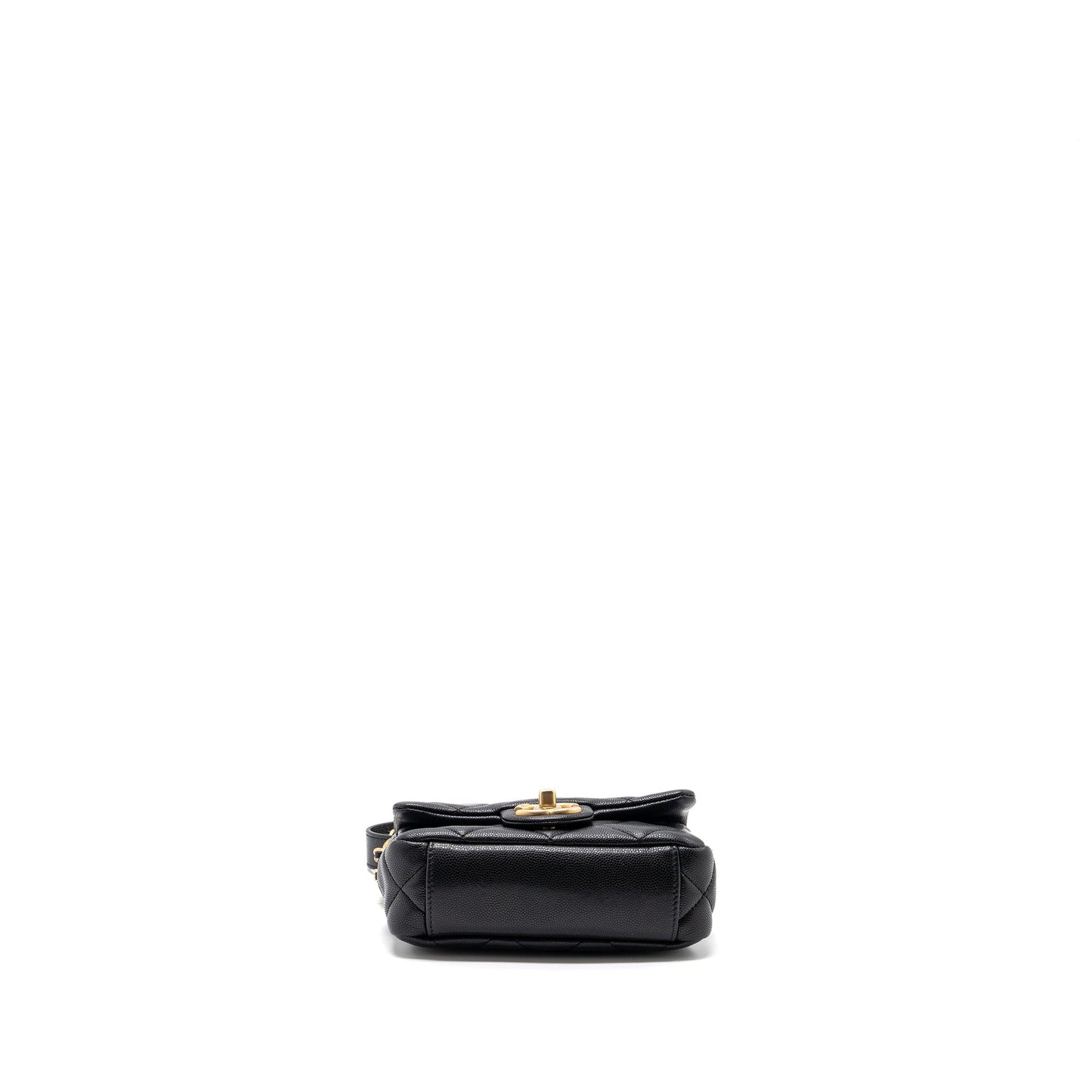 CHANEL Mini twist your button square flap bag caviar BLACK