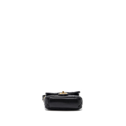 CHANEL Mini twist your button square flap bag caviar BLACK