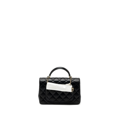 Chanel Top Handle Mini Rectangular Flap Bag Lambskin Black L(Microchip)