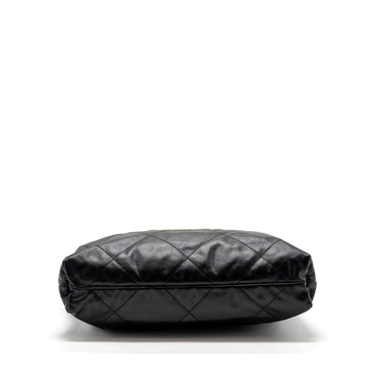 Chanel medium 22 bag calfskin black  (microchip)