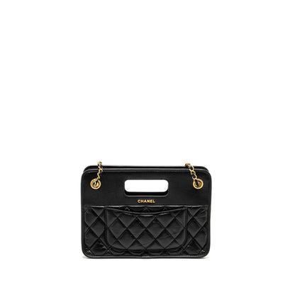 Chanel 23S Clutch Bag With Chain Calfskin Black Brush  (microchip)