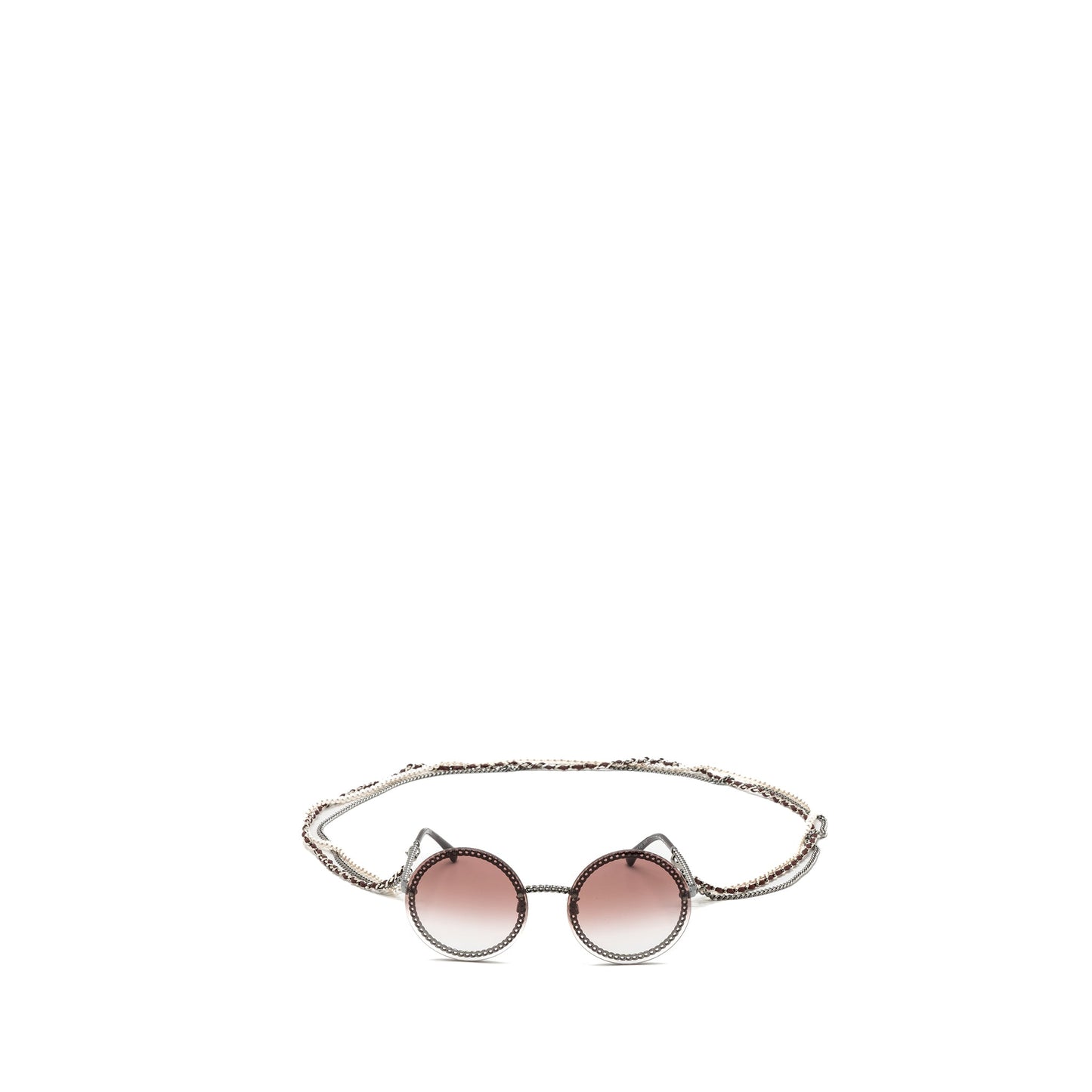 Chanel round sunglasses with chain red